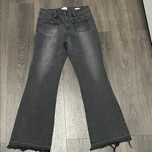 True Craft Washed Fade Black Flare Jeans with Front Pockets